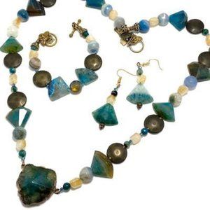 Handmade Jewelry Set by Surdigirl - Jewelry Set - Azurite, Azurite, Blue Agate